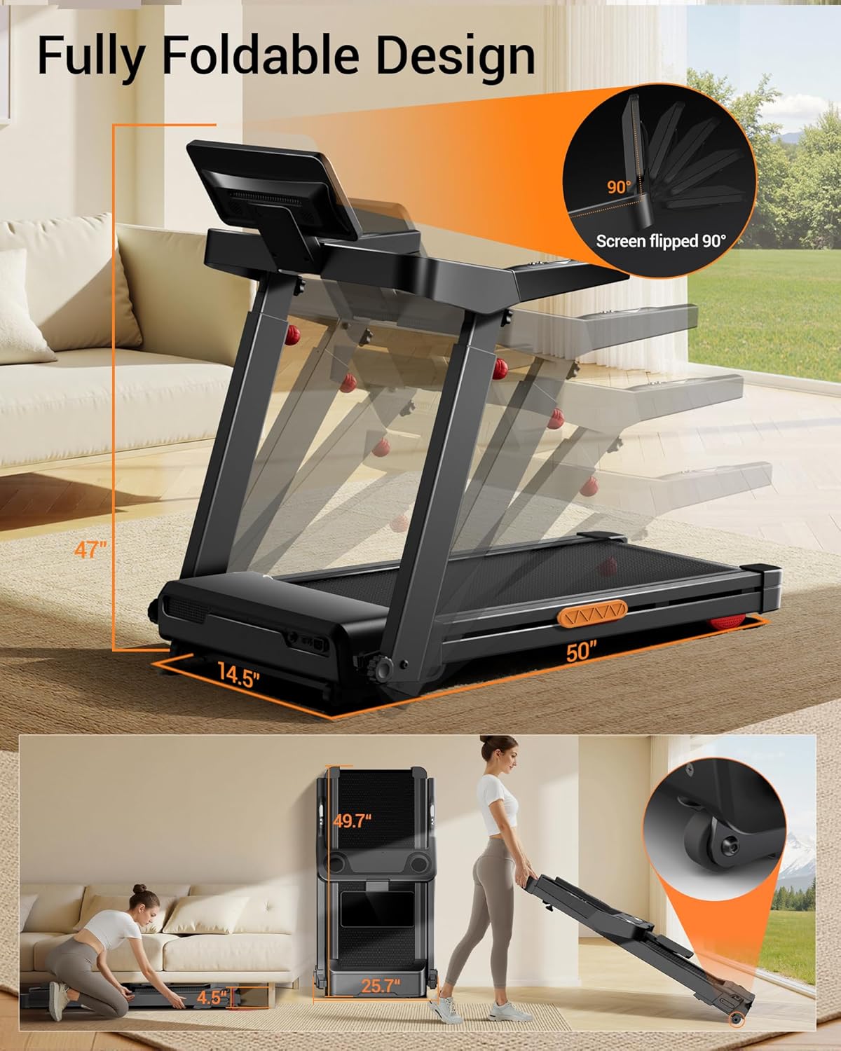 Home Fitness Treadmill 20-Level Incline 400 LBS Capacity - Image 4