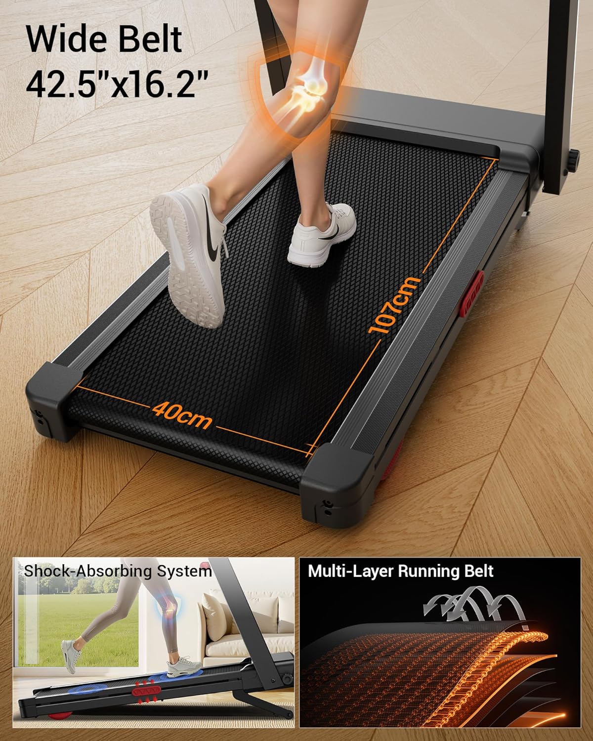 Home Fitness Treadmill 20-Level Incline 400 LBS Capacity - Image 5