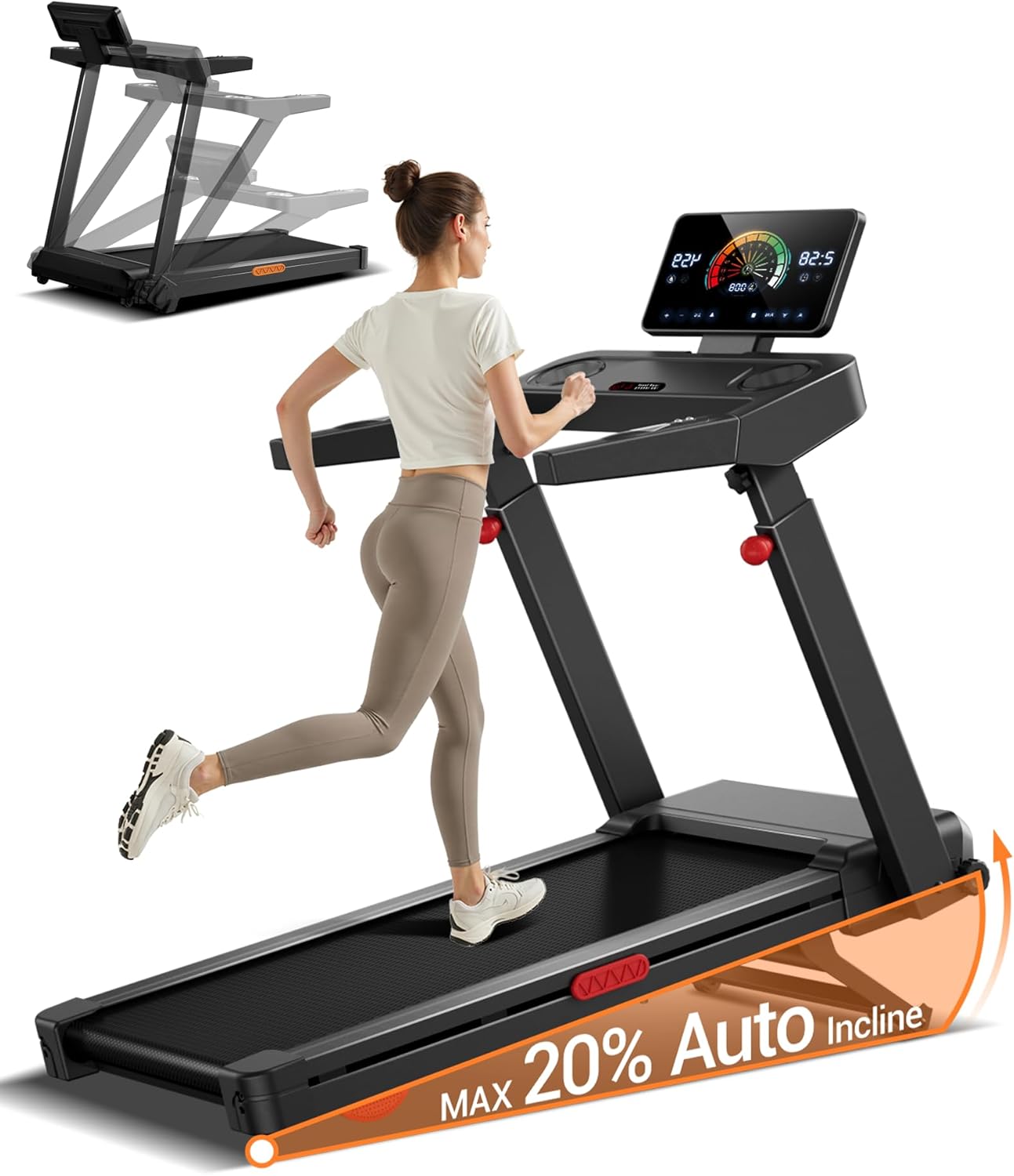 Home Fitness Treadmill 20-Level Incline 400 LBS Capacity