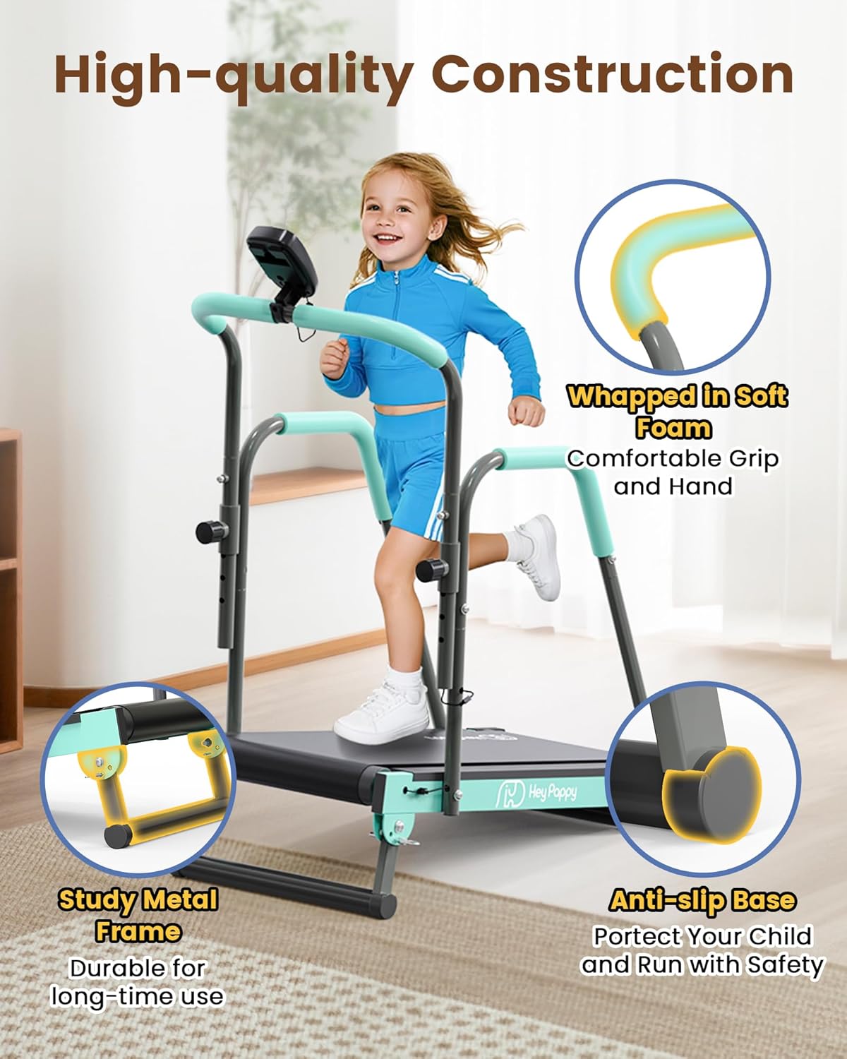 Kids Treadmill Manual Adjustable Incline Workout Equipment - Image 2